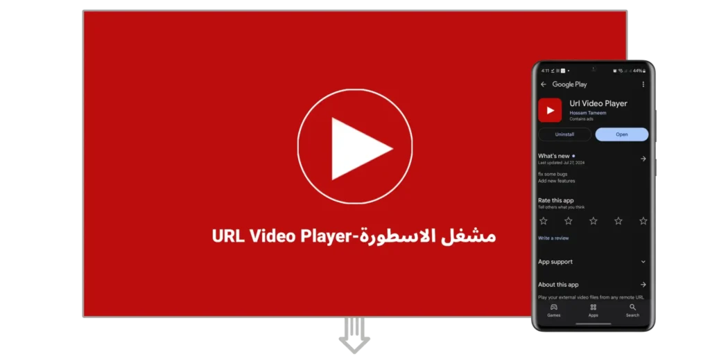 مشغل الأسطورة URL Video Player على شاشة التلفزيون